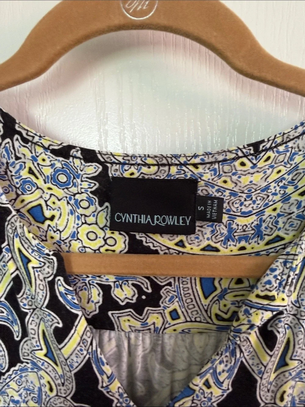 Cynthia Rowley Navy, Blue & Cream Paisley-Print Long Sleeve Shift Dress